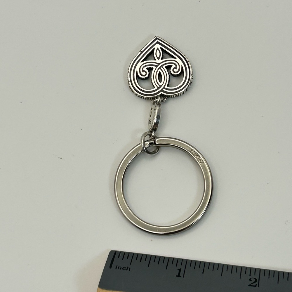 Brighton Heart Charm Keychain Silver Plated 2-sided Love Grace & Cloth Bag - Picture 8 of 8